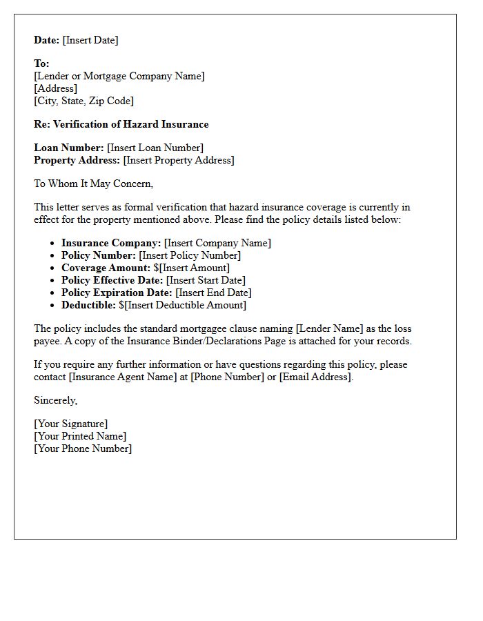 Verification Of Hazard Insurance Letter