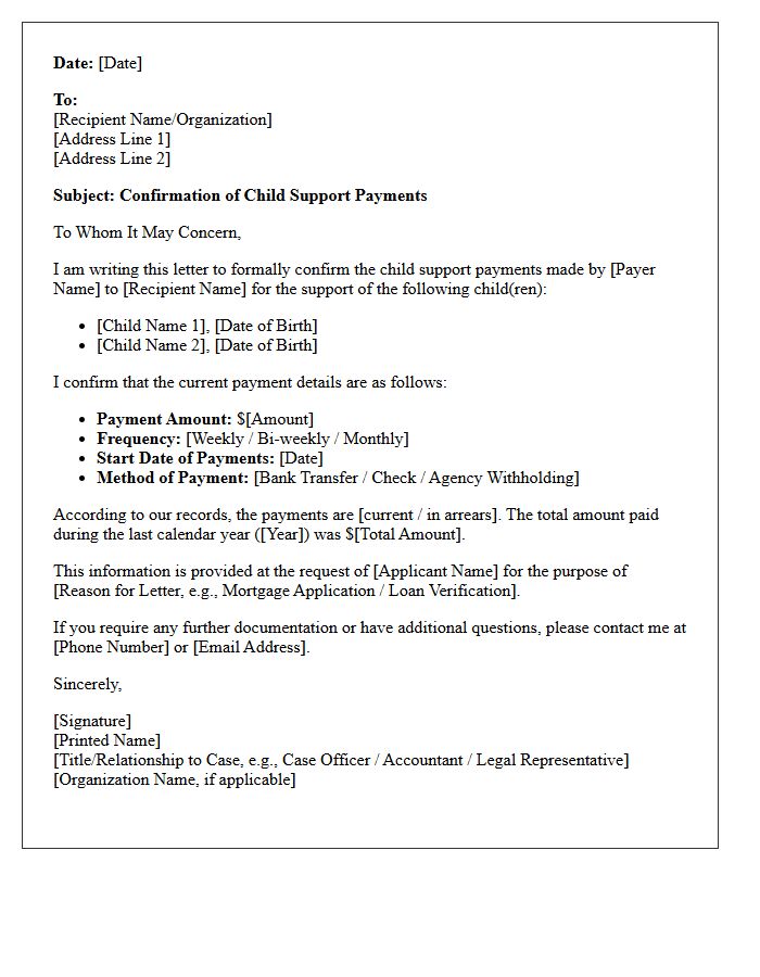 Third Party Child Support Confirmation Letter