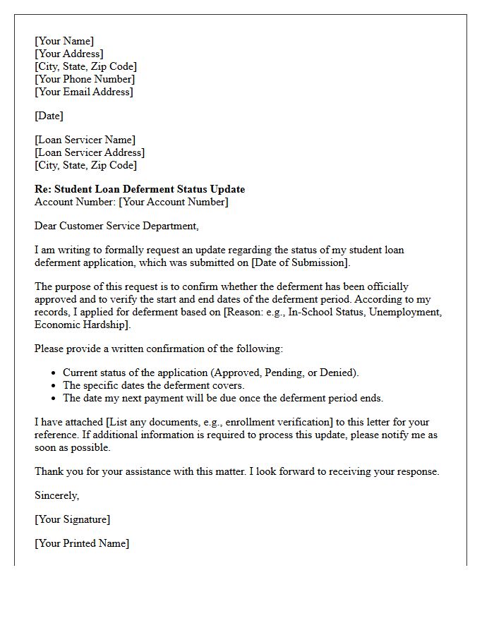 Student Loan Deferment Status Update Letter