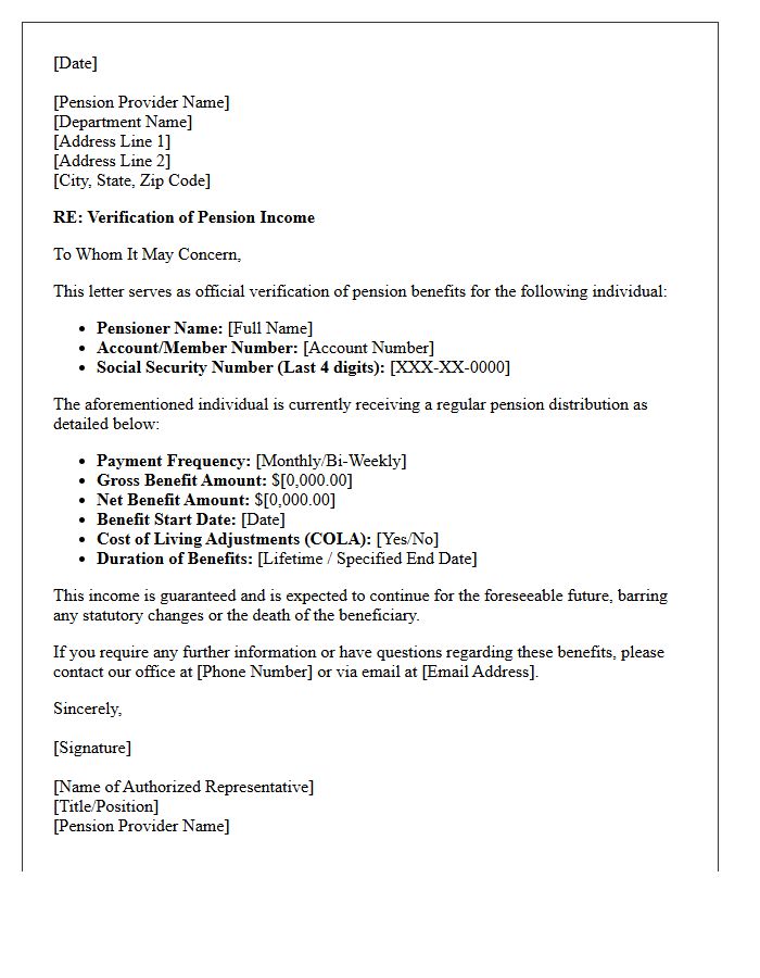 Proof of Pension Income Letter for Loan Application