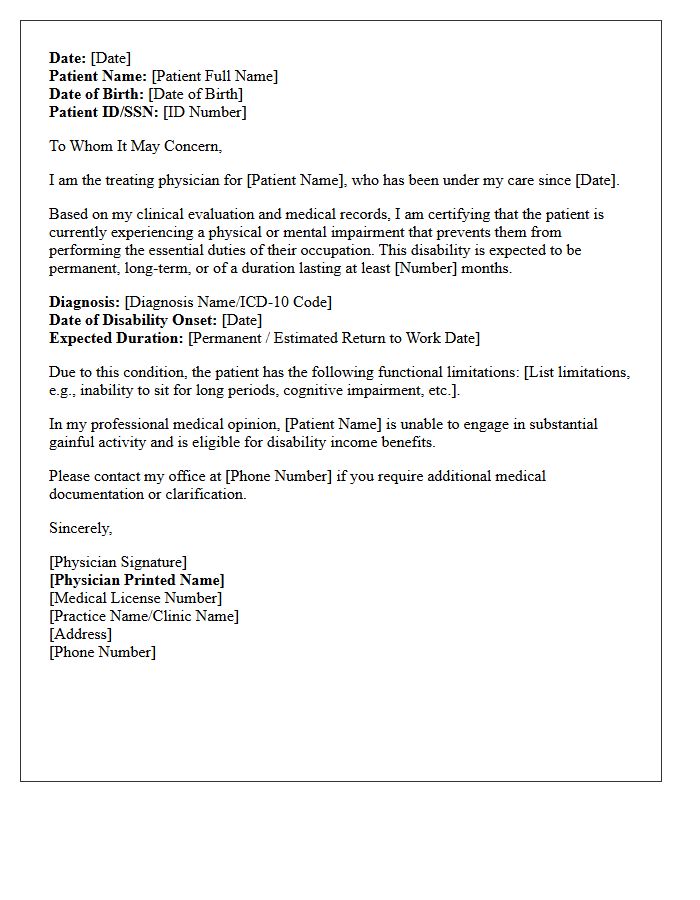 Physician Statement Of Disability Income Letter