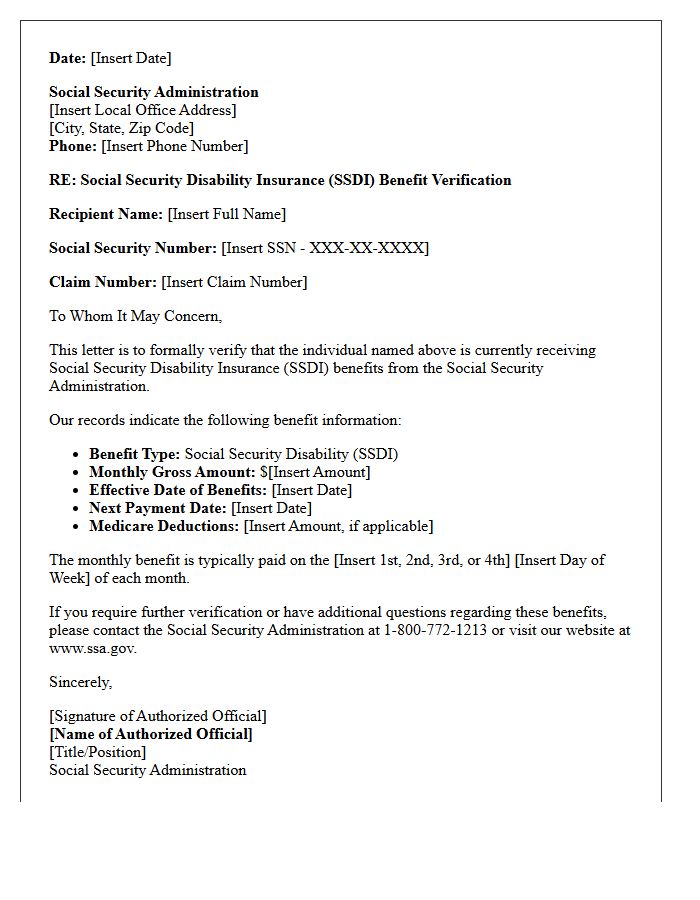 Social Security Disability Income Verification Letter