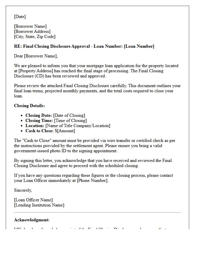 Final Closing Disclosure Approval Letter