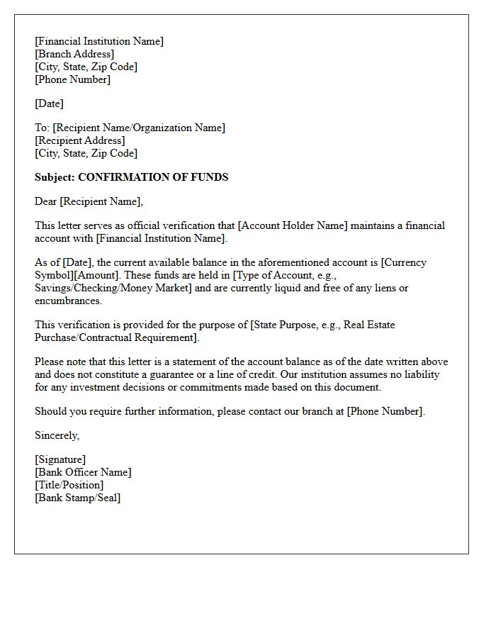 Proof Of Funds Verification Letter