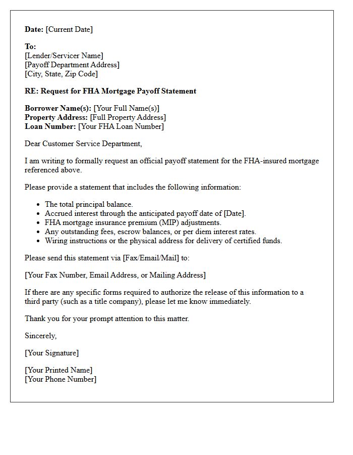 Federal Housing Administration Mortgage Payoff Letter