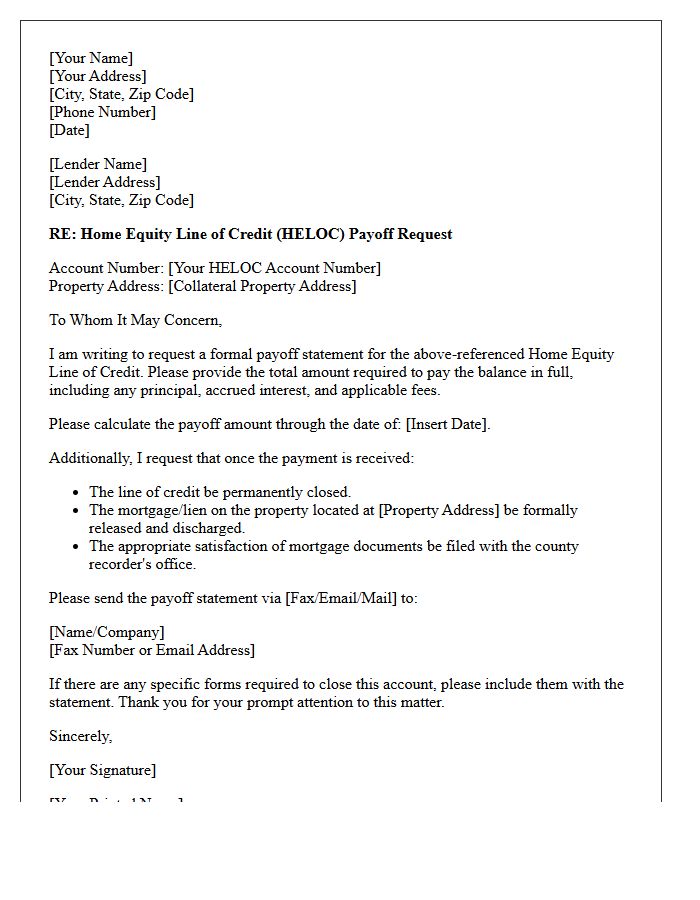 Home Equity Line Of Credit Payoff Letter