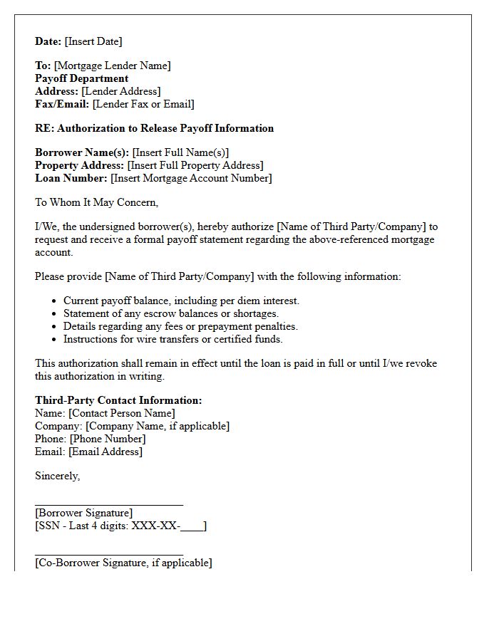 Third-Party Authorization Mortgage Payoff Letter