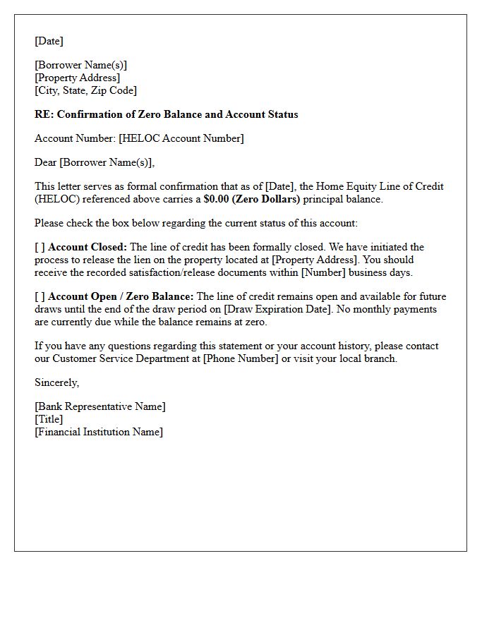 Home Equity Line Of Credit Zero Balance Confirmation Letter
