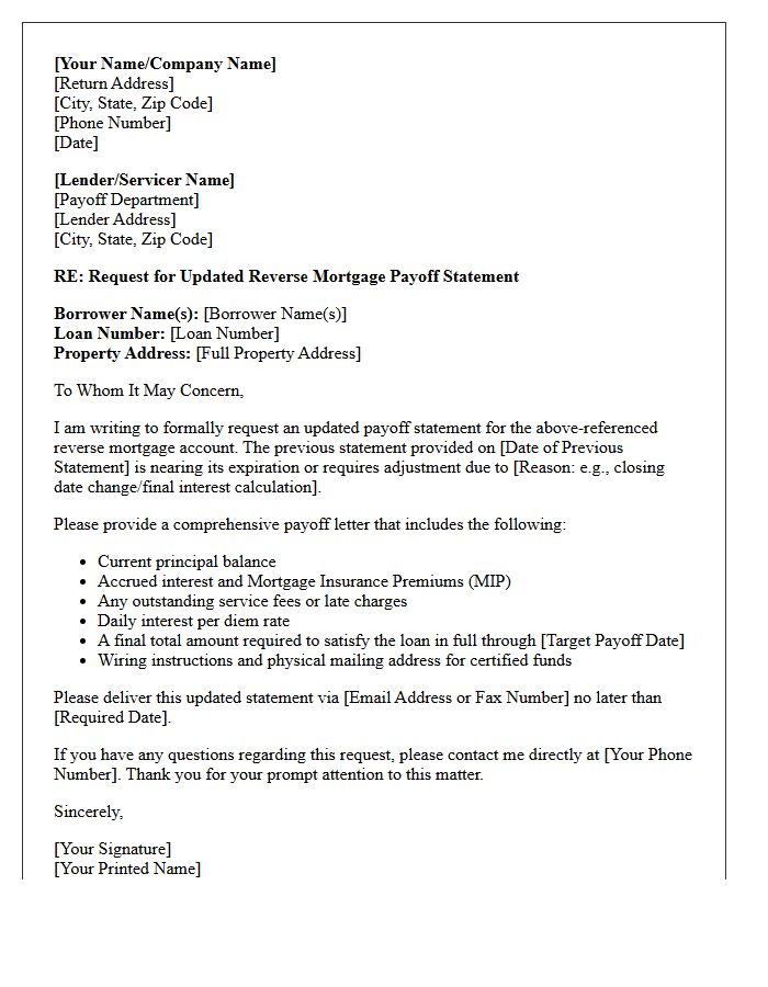 Updated Reverse Mortgage Payoff Letter