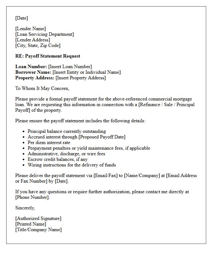 Commercial Mortgage Payoff Request Letter