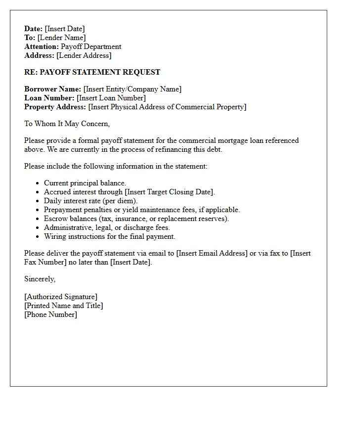Commercial Mortgage Refinance Payoff Letter