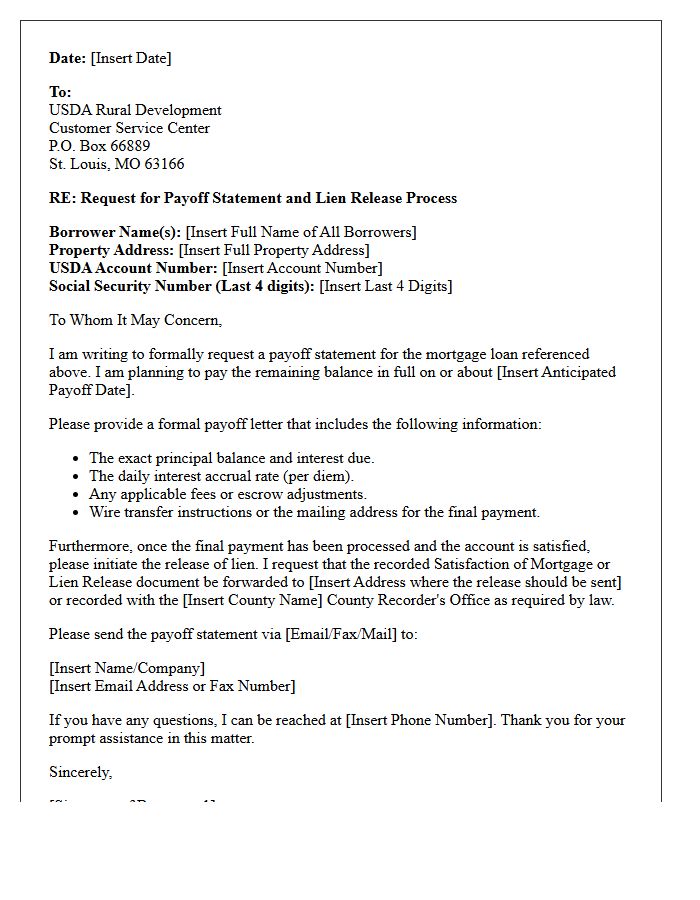 United States Department Of Agriculture Mortgage Lien Release And Payoff Letter