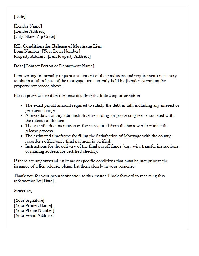 Conditions for Release of Mortgage Lien