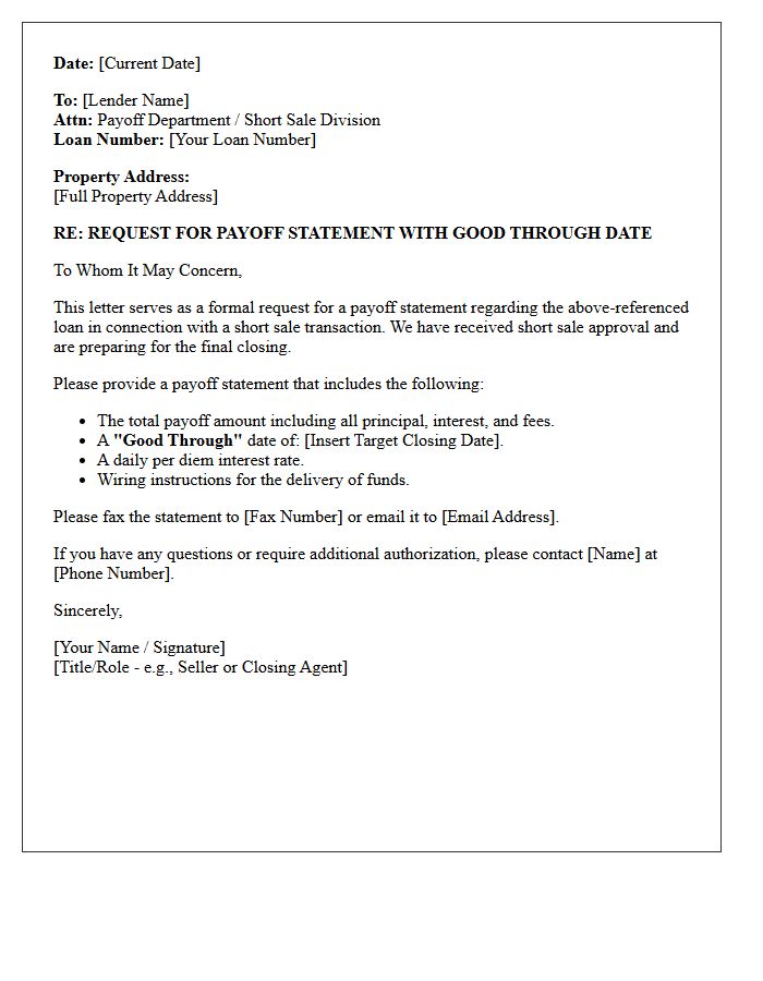 Good Through Date for Short Sale Payoff