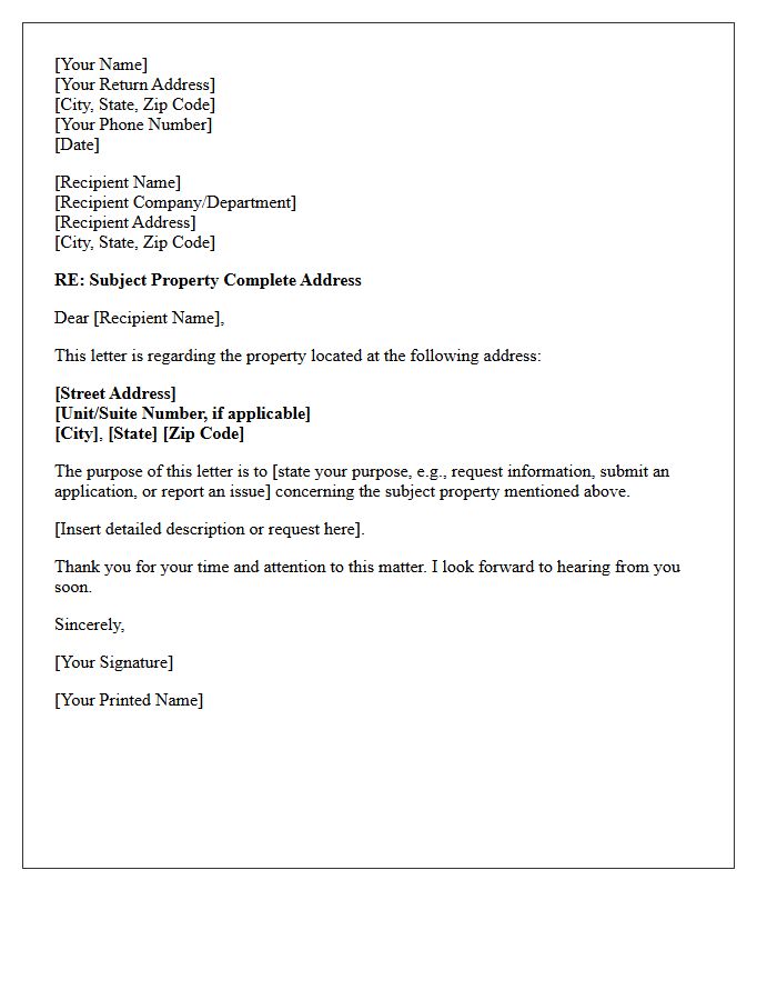 Subject Property Complete Address