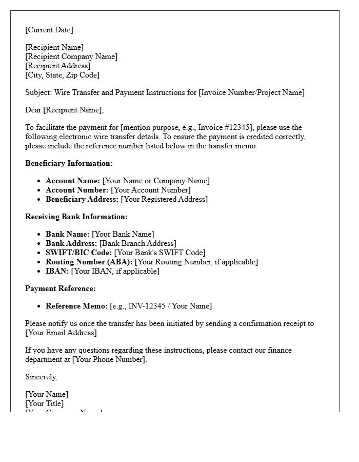 Wire Transfer and Payment Instructions