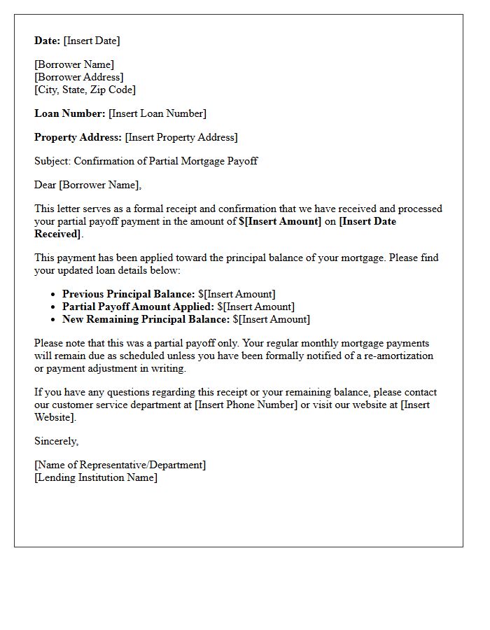 Final Receipt Partial Mortgage Payoff Letter