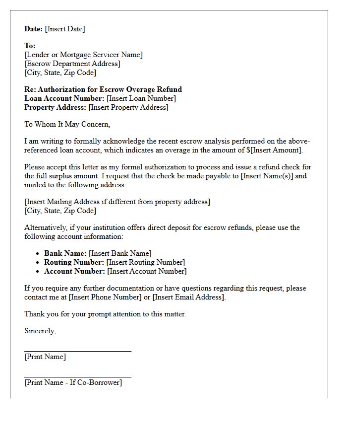 Escrow Overage Refund Authorization Letter