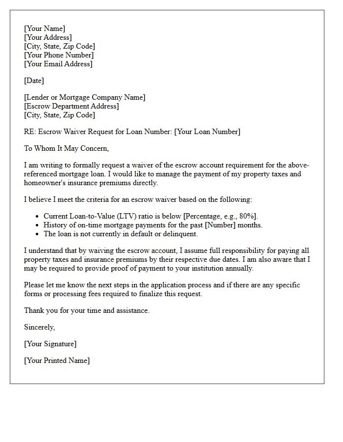 Escrow Waiver Application Request Letter