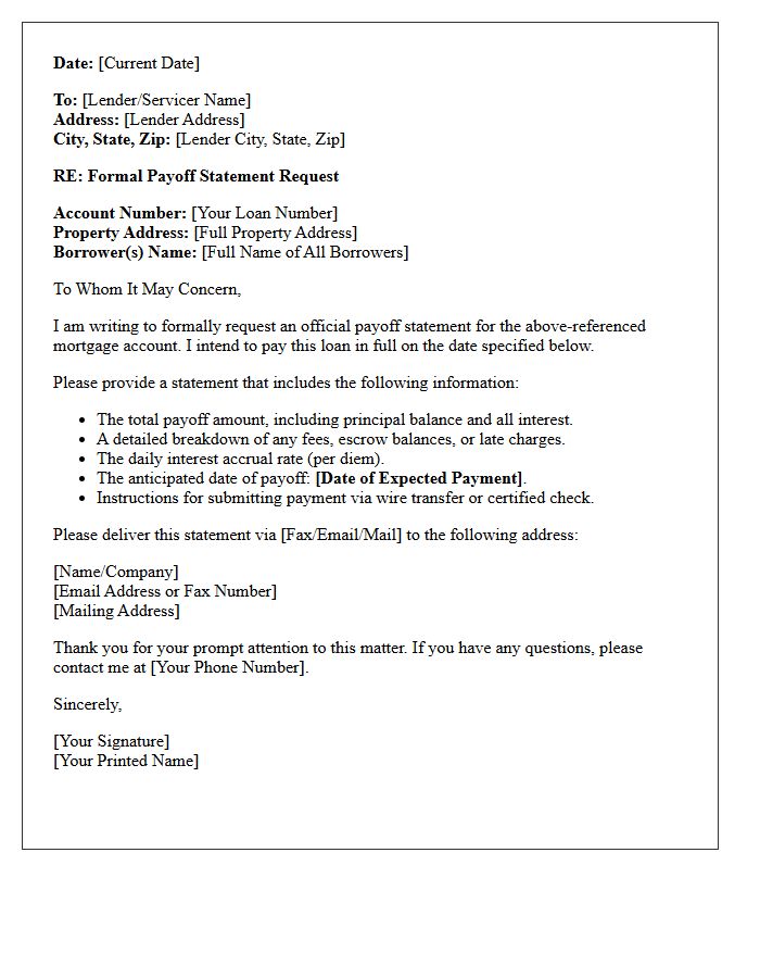 Final Mortgage Payoff Demand Letter