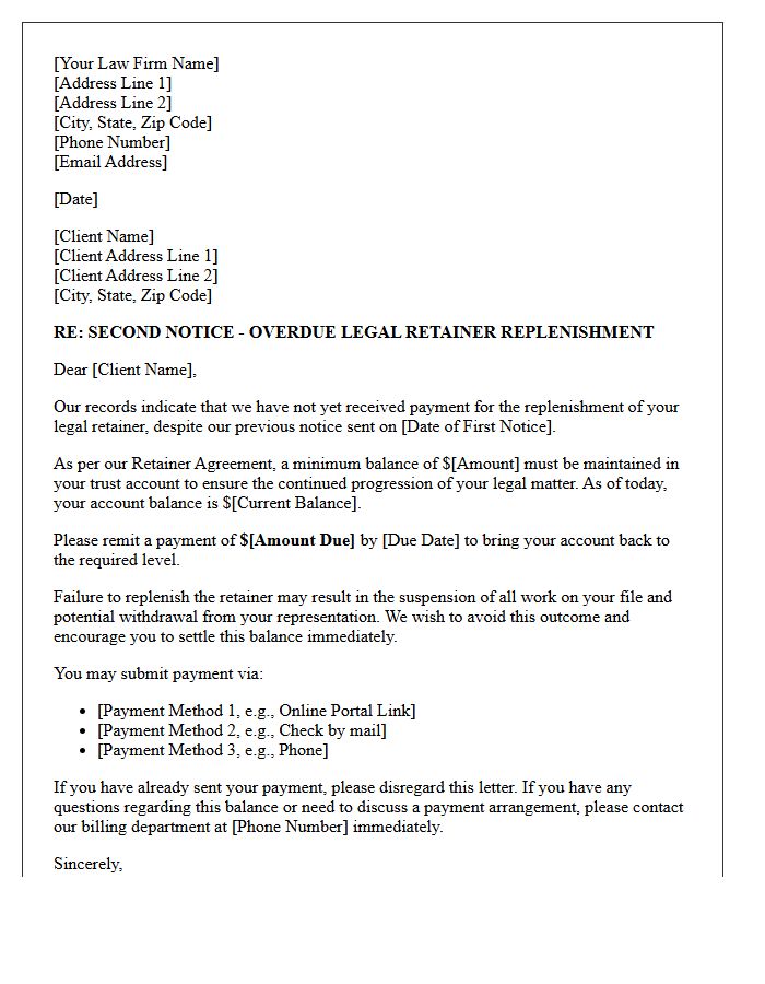 Pre-Collection Second Reminder Letter for Legal Retainer