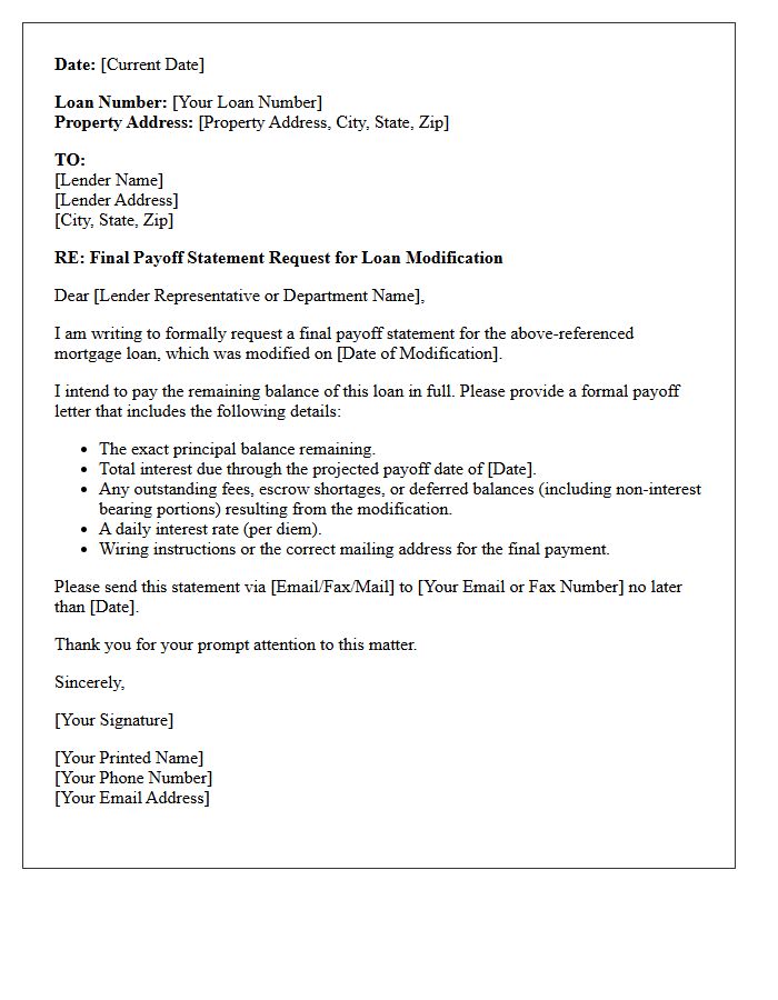 Final Mortgage Modification Payoff Letter