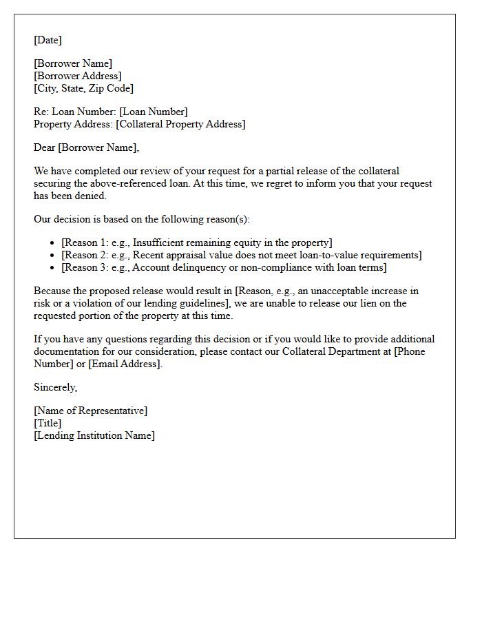 Denial of Partial Release Letter