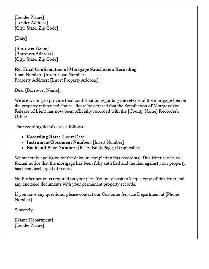 Final Confirmation Letter Following Delayed Mortgage Satisfaction Recording