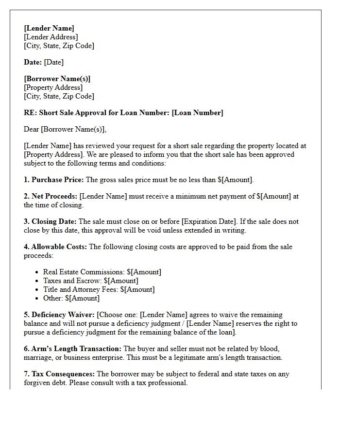 Mortgage Short Sale Approval Letter