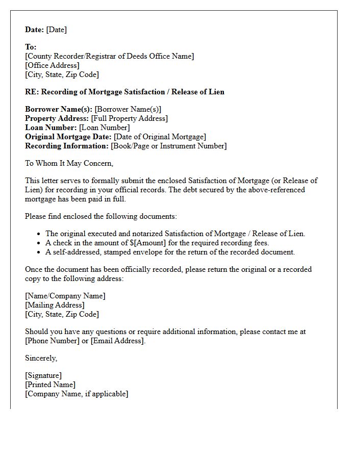 Mortgage Satisfaction Recording Transfer Letter
