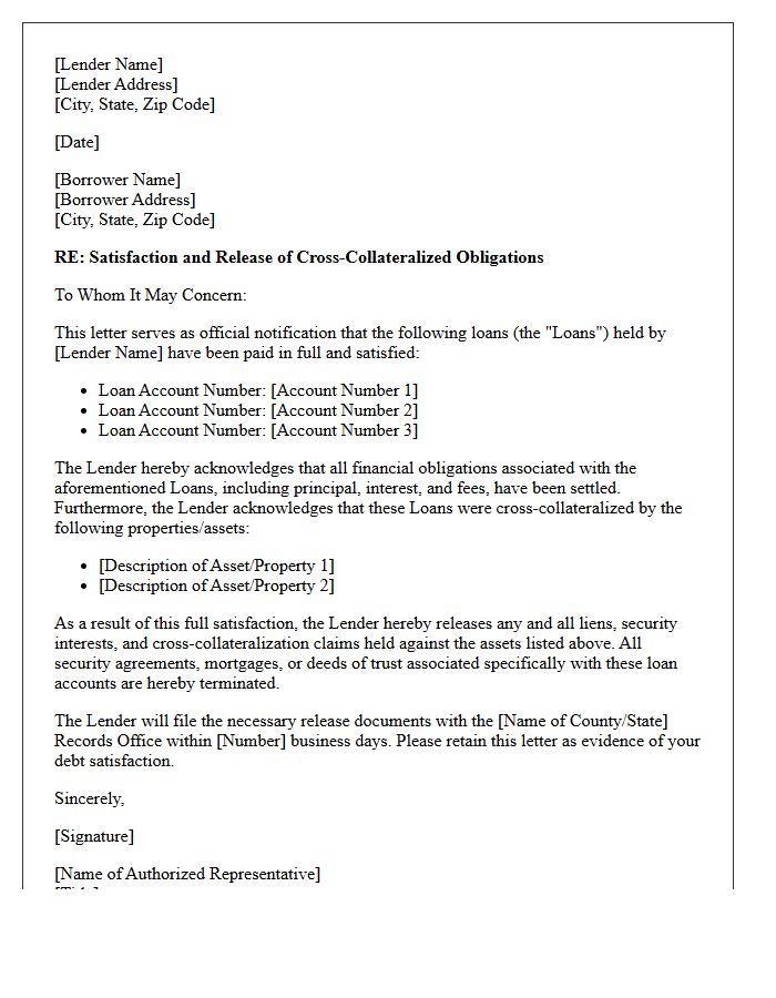 Cross-Collateralized Loan Satisfaction Letter