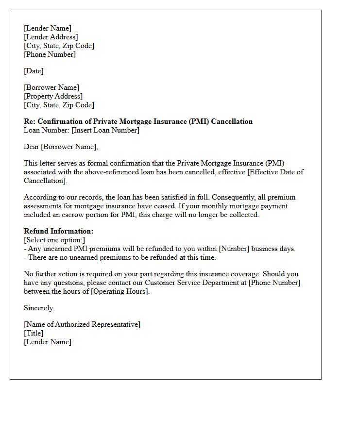 Lender Confirmation of Private Mortgage Insurance Cancellation Following Loan Satisfaction Letter