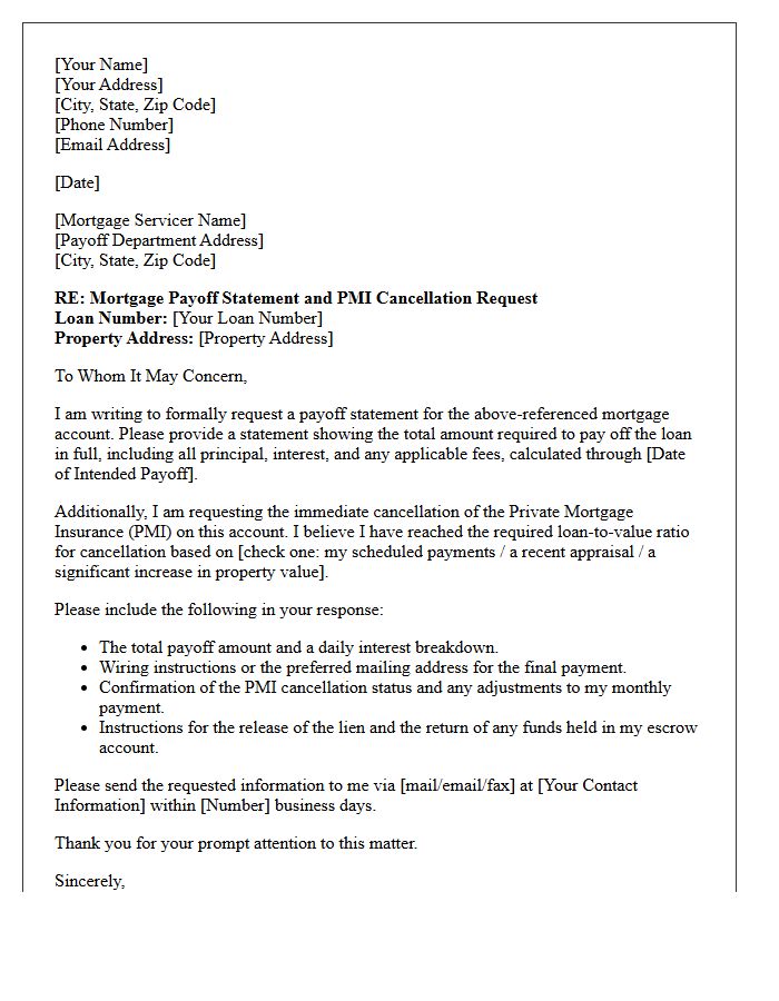 Mortgage Payoff and Private Mortgage Insurance Cancellation Letter