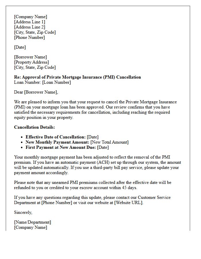 Post-Satisfaction Private Mortgage Insurance Cancellation Approval Letter