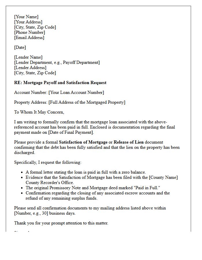 Full Mortgage Payoff and Satisfaction Letter
