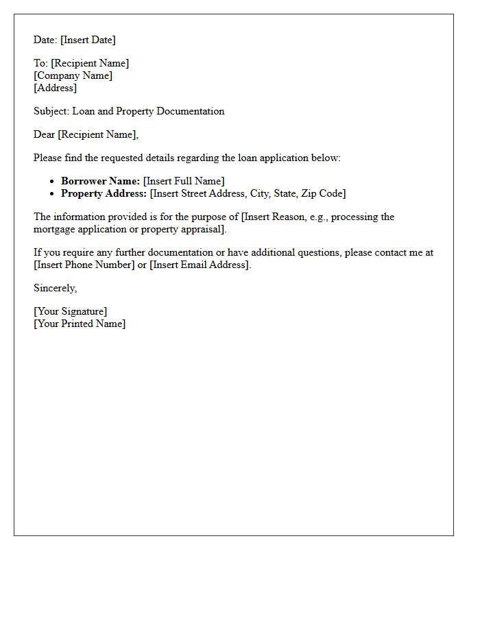 Borrower Name and Property Address