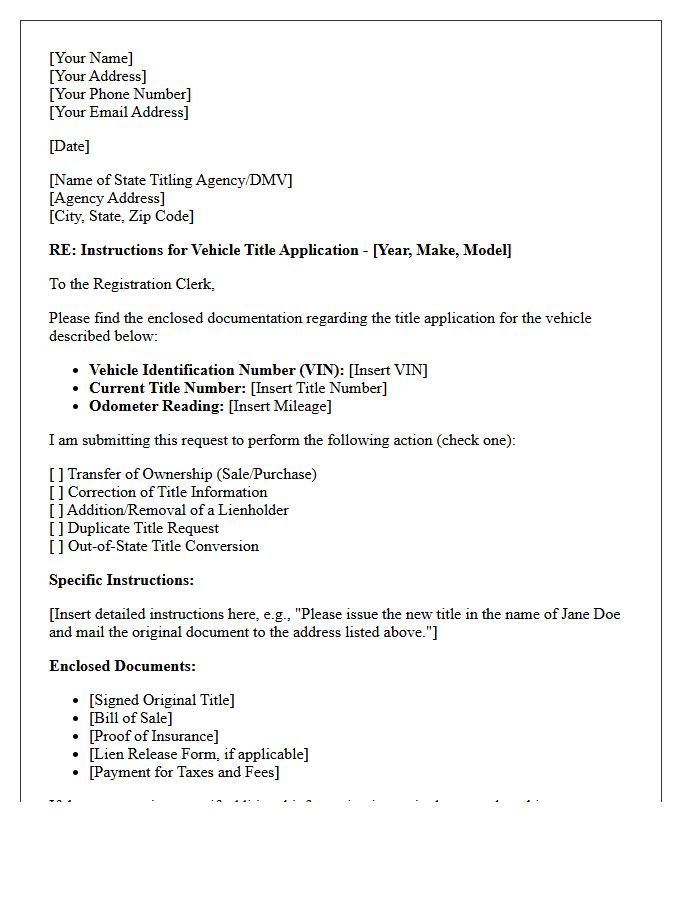 Instructions for State Titling Agency