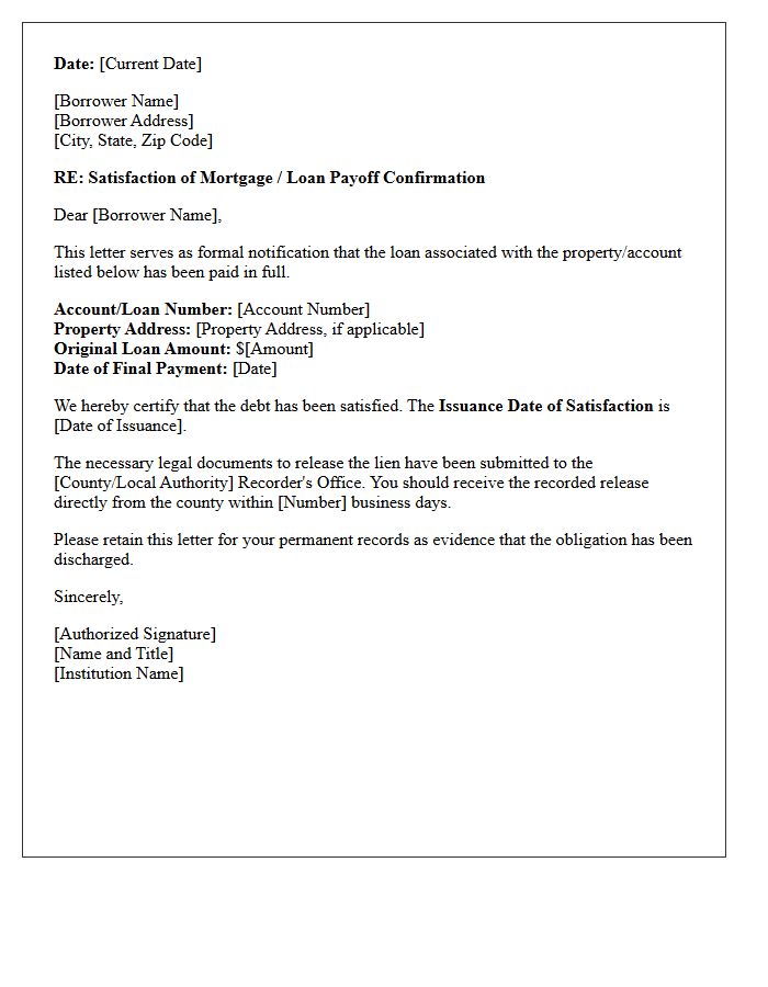 Issuance Date of Satisfaction Letter