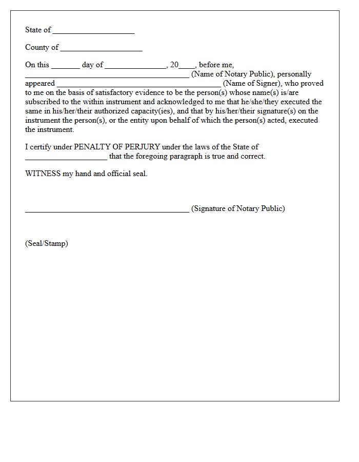 Notary Public Acknowledgment and Stamp