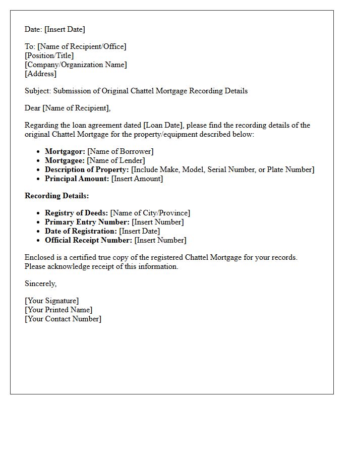Original Chattel Mortgage Recording Details