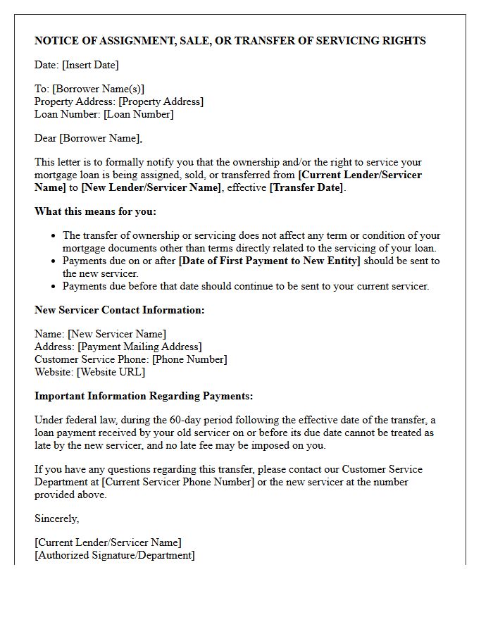Assignment of Mortgage Borrower Notification Letter