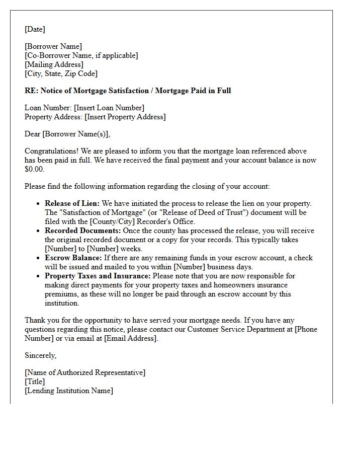 Mortgage Paid in Full Acknowledgment Letter