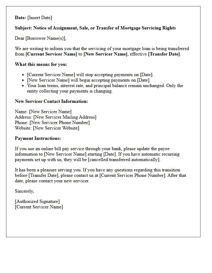 Notice of Mortgage Transfer and Goodbye Letter