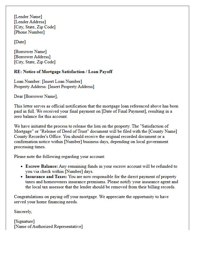Final Mortgage Payoff Satisfaction Letter
