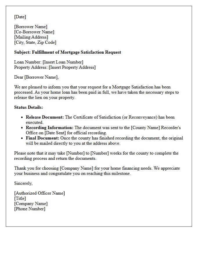 Priority Home Loan Satisfaction Request Fulfillment Letter