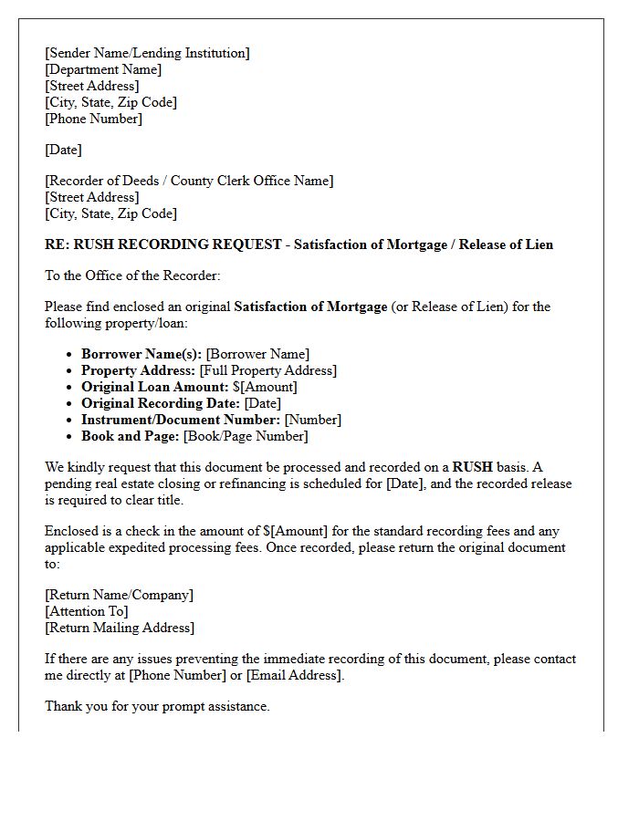 Rush Mortgage Satisfaction Recording Notification Letter