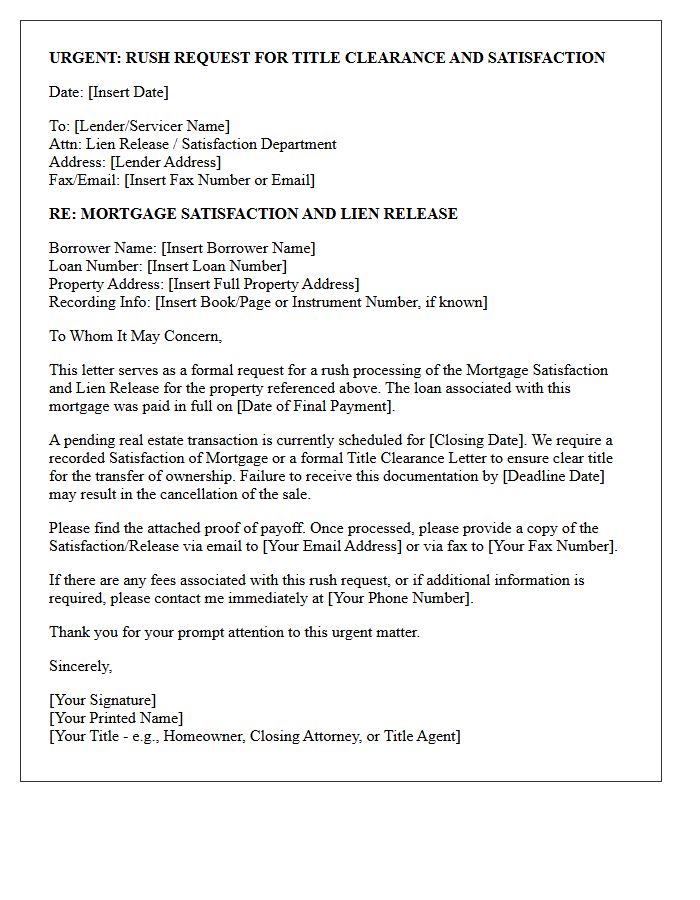 Rush Mortgage Title Clearance And Satisfaction Letter