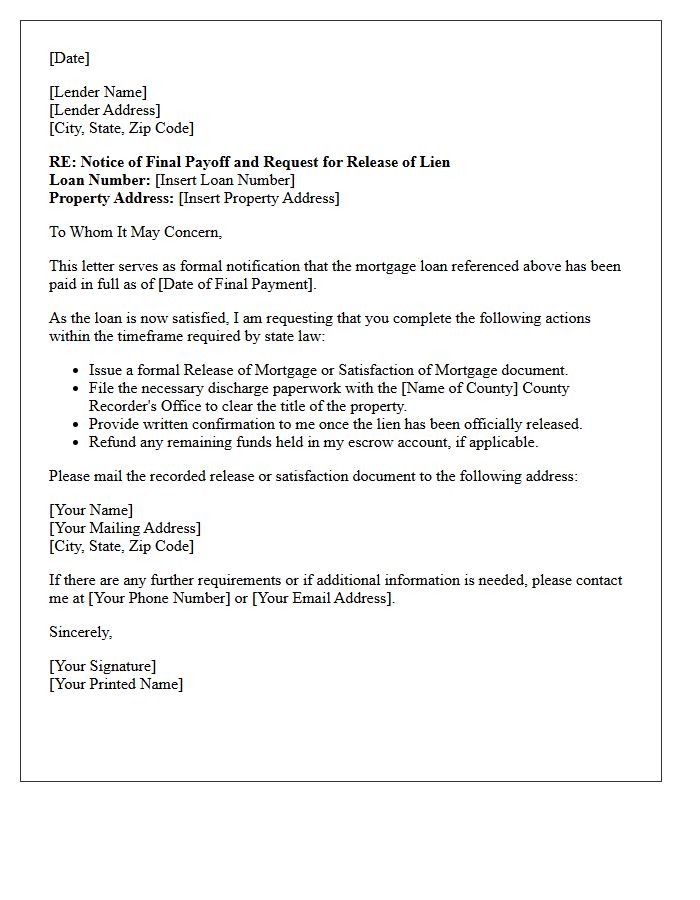 Final Payoff Mortgage Release Letter