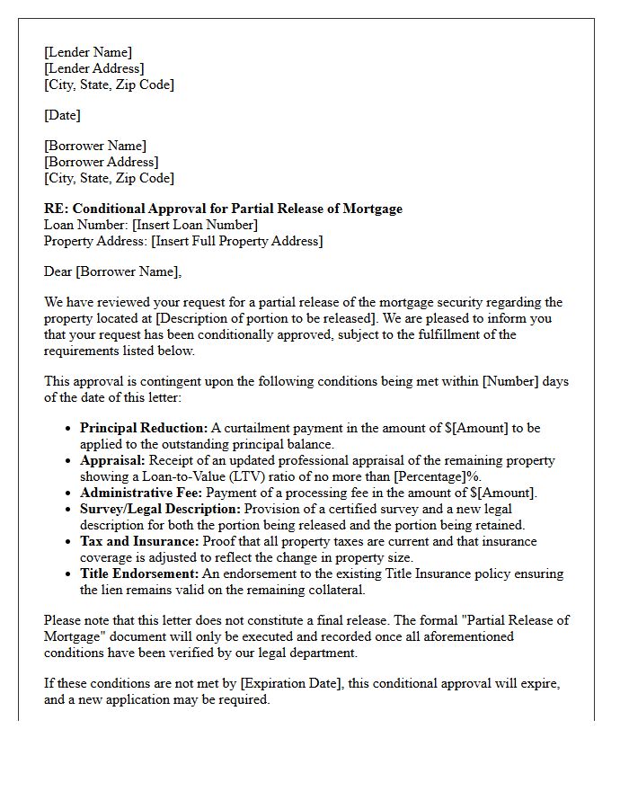 Conditional Partial Mortgage Release Approval Letter