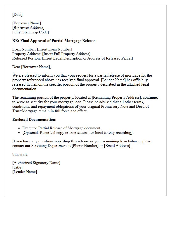 Final Approved Partial Mortgage Release Letter